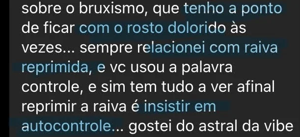 Depoimento sobre bruxismo e raiva reprimida