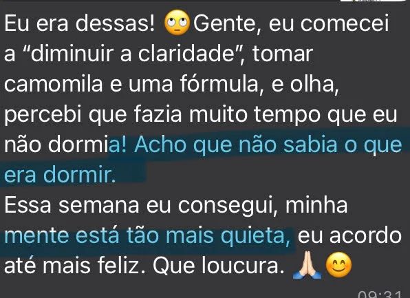 Depoimento sobre voltar a dormir bem