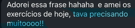 Depoimento sobre os exercícios do dia