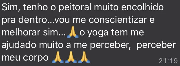 Depoimento sobre perceber o próprio corpo com o Yoga