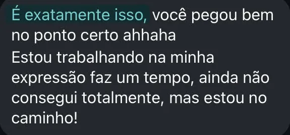 Depoimento sobre autoconfiança e reconexão pessoal
