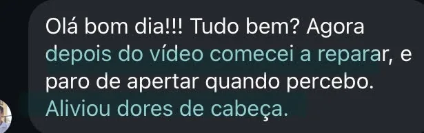 Depoimento sobre alívio percebido com a prática