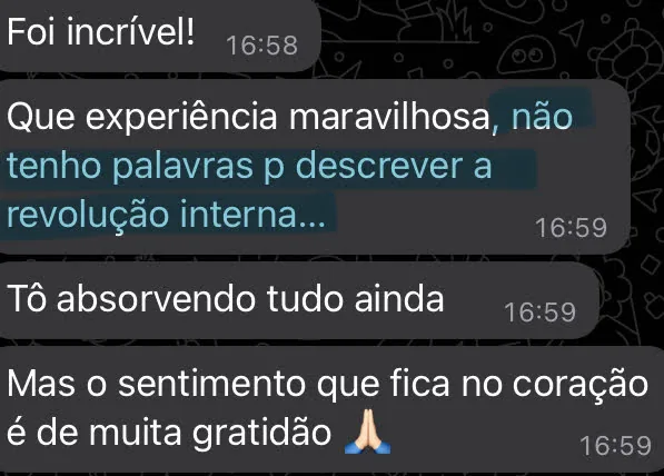 Depoimento sobre resgatar a conexão consigo mesma